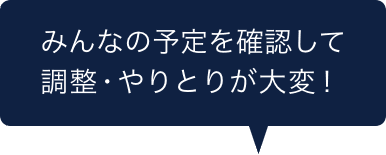 みんなの予定を確認して調整・やりとりが大変！